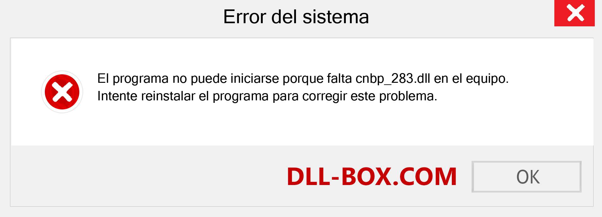 ¿Falta el archivo cnbp_283.dll ?. Descargar para Windows 7, 8, 10 - Corregir cnbp_283 dll Missing Error en Windows, fotos, imágenes